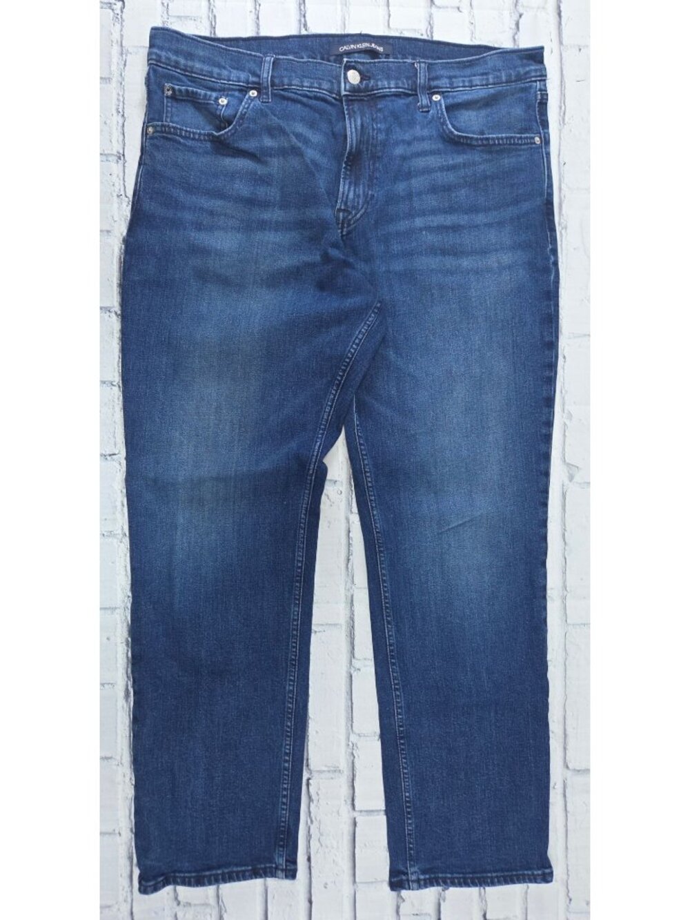 Calvin Klein Mens Straight Fit Blue Denim Jeans 36x30